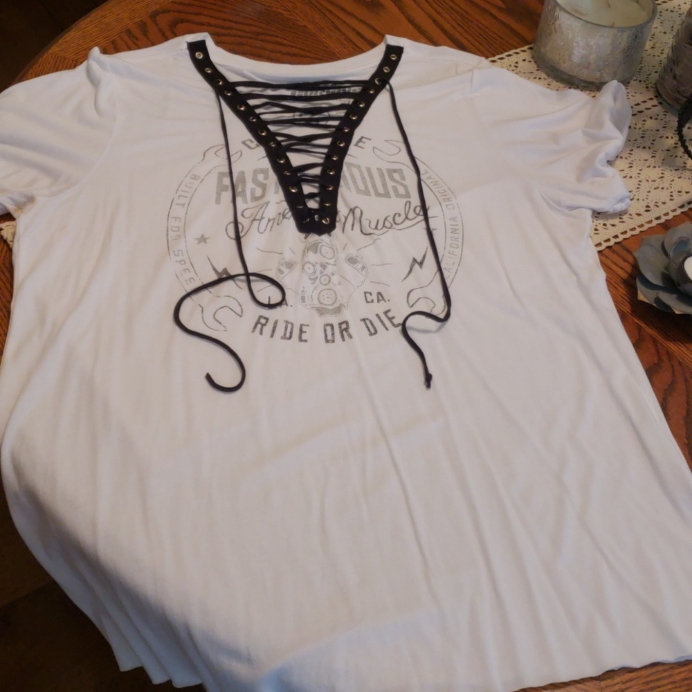 Affliction lace up tee